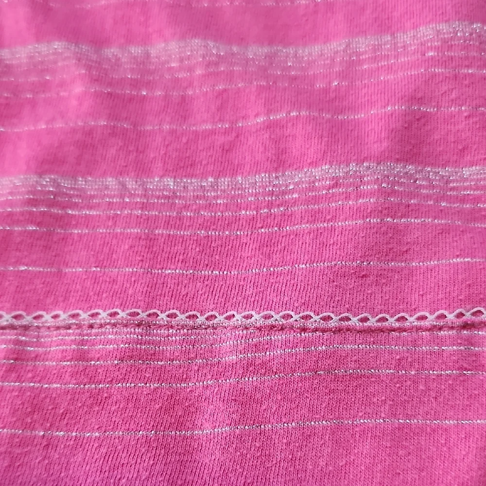 VICTORIA'S SECRET | Pink Silver Metallic Stripe Long Sleeve Wide Leg Pajamas | L